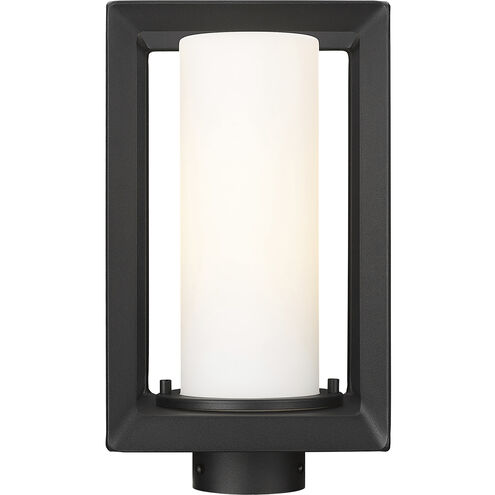 Smyth 1 Light 13 inch Natural Black Outdoor Post Light in Opal Glass